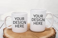 Two mug size mockup 15 oz and 11 oz white cup mockup Product Image 1