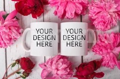 Two mug mockup 11 oz Coffee cup mockup with flowers Product Image 1
