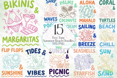 Two-Tone Summer Beach Doodles SVG PNG Product Image 1