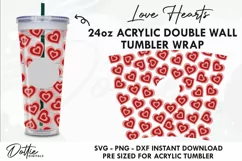 Love Hearts Starbucks 24oz Acrylic Tumbler Cup Wrap Vector Product Image 1