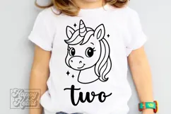 Two Birthday Unicorn SVG - 2nd Birthday Unicorn Shirt PNG Product Image 2
