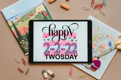 TWOSDAY TUESDAY FEBRUARY 2022 SUBLIMATION DESIGN- TWOSDAY TUESDAY TEACHER SCHOOL SUBLIMATION