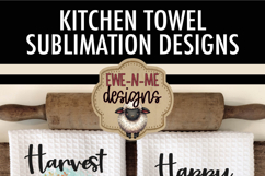 Happy Harvest Blessings Fall Kitchen Towel Sublimation PNGs Product Image 2