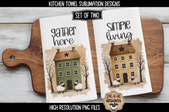 Primitive Saltbox Houses - Sublimation Kitchen Towel Designs Product Image 1