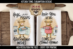 Valentine Highland Cows Sublimation Kitchen Towel Designs Product Image 1