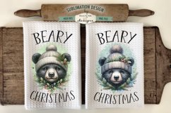 Black Bear Christmas | Kitchen Towel Sublimation Designs Product Image 1