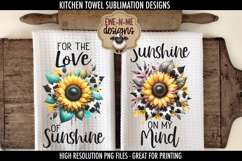 Cow Print Sunflower Kitchen Towel PNG Sublimation Designs Product Image 1