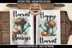 Happy Harvest Blessings Fall Kitchen Towel Sublimation PNGs Product Image 1
