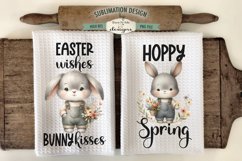 Spring Easter Bunny in Overalls | Kitchen Towel Sublimation Product Image 1