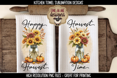 Harvest Mason Jar with Sunflowers | Towel Sublimation PNG Product Image 1