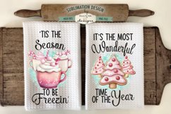 Pink Christmas Cookies Kitchen Towel Sublimation Designs Product Image 1