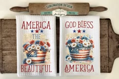 Patriotic Flowers Wash Tub - Sublimation Dish Towel Designs Product Image 1