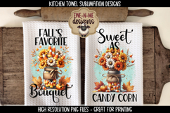 Candy Corn Bouquets - Fall Kitchen Towel Sublimation PNGs Product Image 1