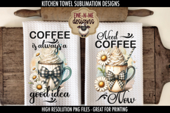 Coffee Mug Plaid Bow Daisy Kitchen Towel Sublimation Designs Product Image 1