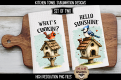 Bird House Cardinal Blue Jay - Sublimation Kitchen Towel PNG Product Image 1