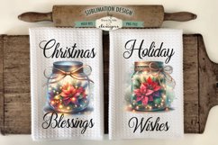 Poinsettia Jars Christmas Kitchen Towel Sublimation Designs Product Image 1
