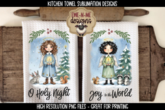 Christmas Angels - Kitchen Towel Sublimation PNG Files Product Image 1