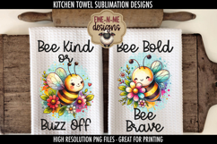 Cute Bees Sublimation Towel PNG Designs | Bee Kind Bee Brave Product Image 1