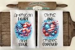 Patriotic Hearts and Stars - Sublimation Dish Towel Designs Product Image 1