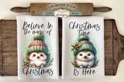 Hedgehog Christmas | Kitchen Towel Sublimation Designs Product Image 1