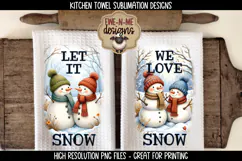 Snowman, Let It Snow, We Love Snow | Towel Sublimation PNG Product Image 1