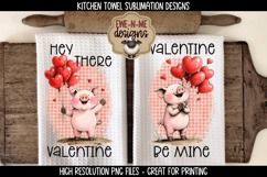 Valentine Pigs and Balloons Sublimation Kitchen Towel Design Product Image 1
