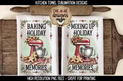 Red Stand Mixer Holiday Kitchen Towel Sublimation PNG Files Product Image 1