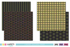 Four coordinating 12x12 digital papers with retro geometric patterns