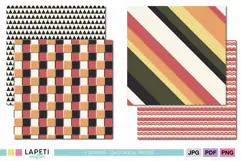 Four coordinating 12x12 scrapbook papers with bold geometric patterns