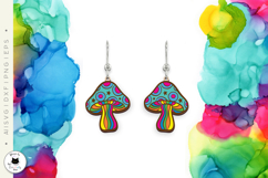 Mushroom Earrings Laser Cut | Hippie Earrings SVG Product Image 3