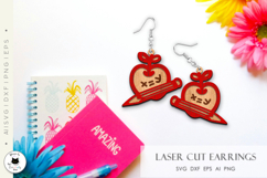 Teacher Apple Earrings Laser Cut SVG | School SVG Design Product Image 3