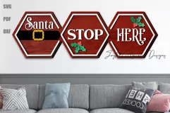 Santa Stop Here Wood Sign SVG | Christmas Wall Puzzle SVG Product Image 2