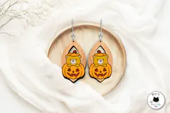 Cute Fall Bear Earrings SVG | Autumn Dangle Earrings Product Image 5