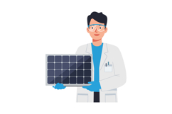Scientist holding solar panel in a lab, flat vector illustra Product Image 1