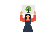 Woman holding a sign with a tree illustration in flat vector Product Image 1