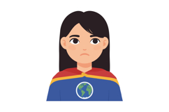 Girl in a superhero costume with a globe emblem in flat vect Product Image 1