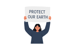 Young woman holding a sign advocating for environmental prot Product Image 1
