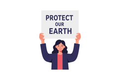 Young woman holding a sign advocating for environmental prot Product Image 1