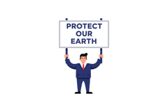 Man holding a sign advocating for environmental protection i Product Image 1
