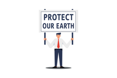 A man holding a sign advocating for environmental awareness Product Image 1