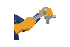 Detailed illustration of a mechanic using a wrench to tighte Product Image 1