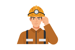 Construction worker in orange helmet and brown uniform conte Product Image 1