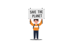 Young boy holding a sign advocating for environmental awaren Product Image 1