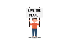 Young boy holding a sign advocating for environmental protec Product Image 1