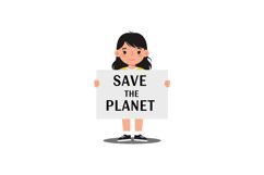 Young girl holding a sign promoting environmental awareness Product Image 1