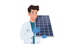 Scientist holding a solar panel in a lab environment, flat v Product Image 1
