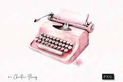 Watercolor Pink Typewriter | Letter Clipart Product Image 1