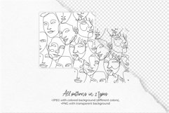 One Line Girl Face and Peony Minimalist Digital Papers Product Image 7