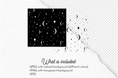 Stars and Moons - Monochrome Celestial Seamless Pattern Product Image 4