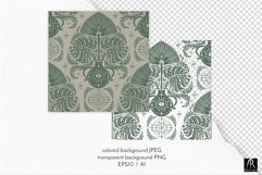 Vintage Green Tropical Damask Seamless Patterns | Boho paper Product Image 6